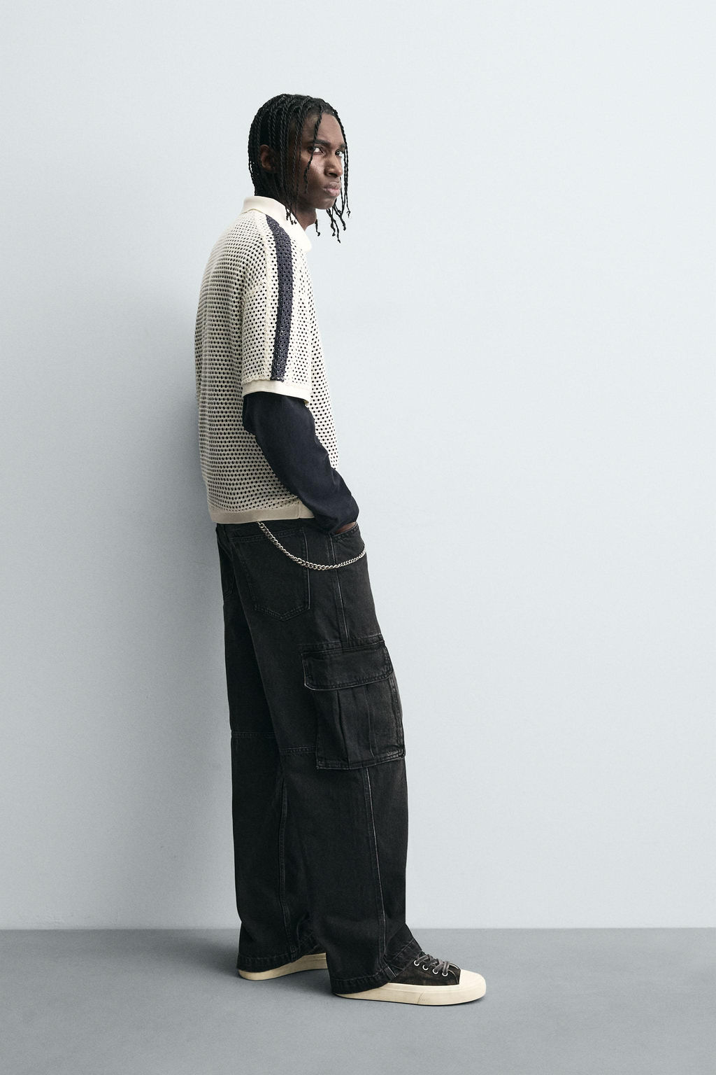 RETRO FOOTBALL OPEN-KNIT POLO SHIRT - Zara фото 4