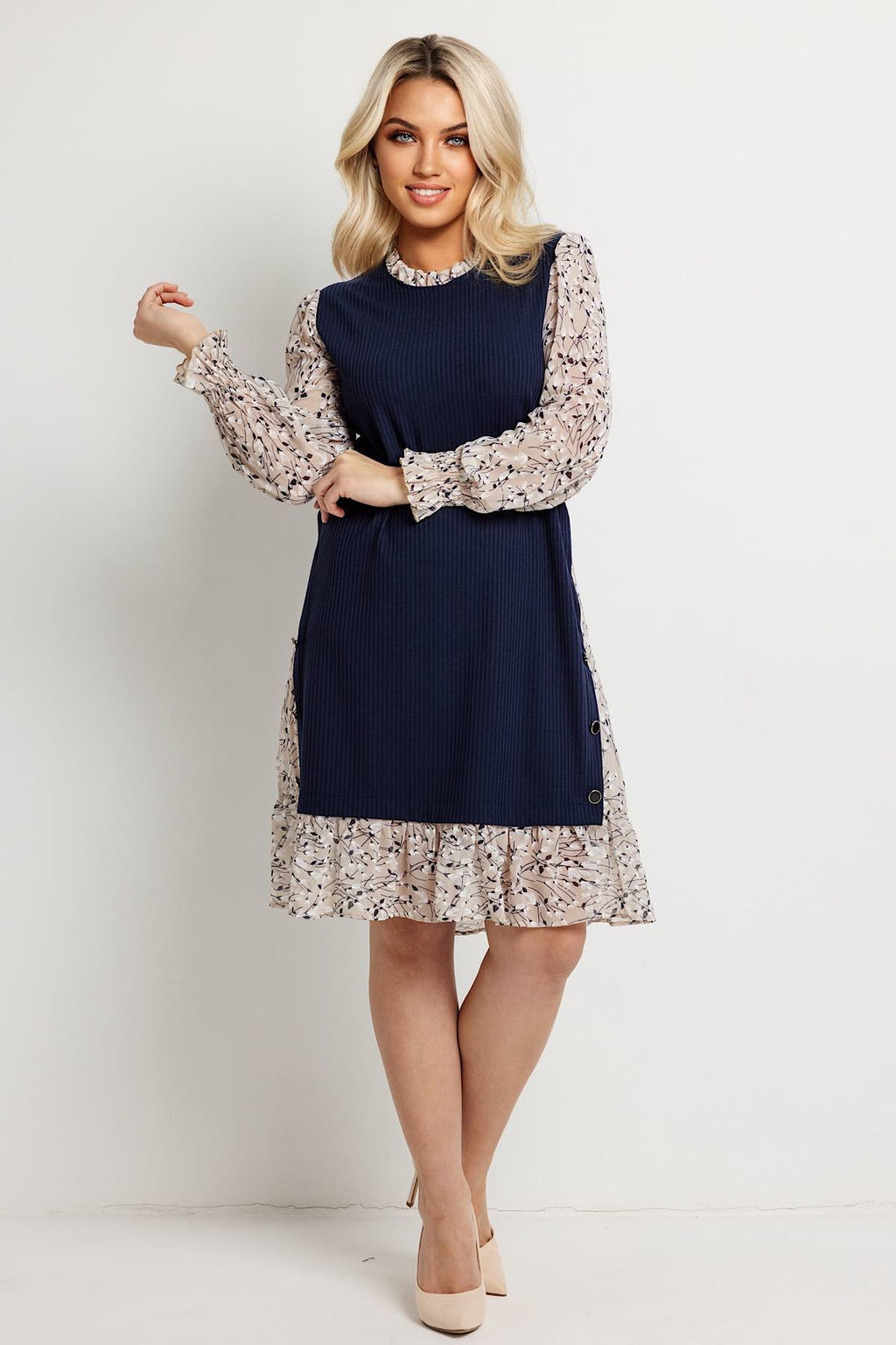 Платье женское 6165/04/Синий, бежевый