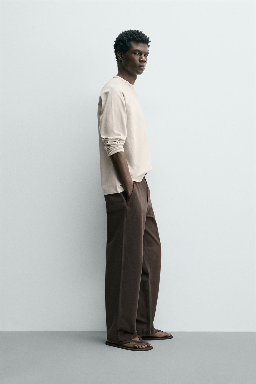 CAMISETA HEAVYWEIGHT CREWNECK / Beige claro - Zara фото 4