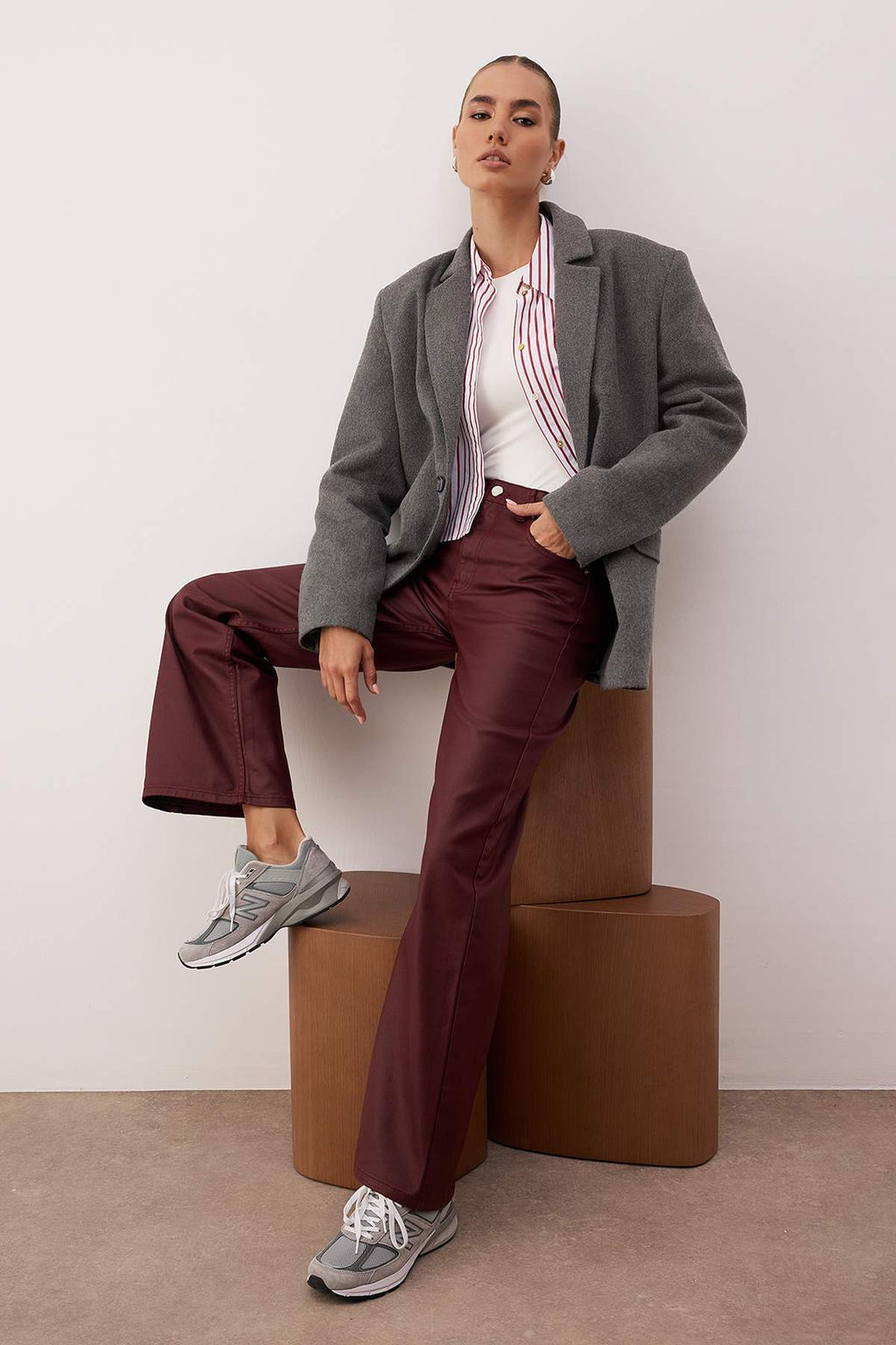 Bordo Kaplamal? Yuksek Bel Wide Leg Jeans TWOAW26JE00166 - Trendyolmilla фото 2