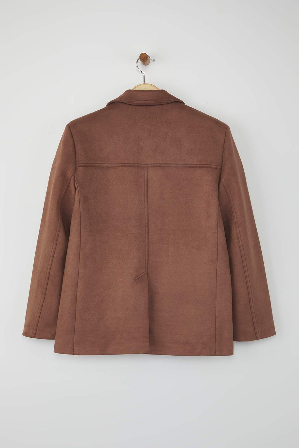 Koyu Kahverengi Rahat Kal?p Dokuma Suet Blazer Ceket TWOAW26BC00001 - Trendyolmilla фото 7