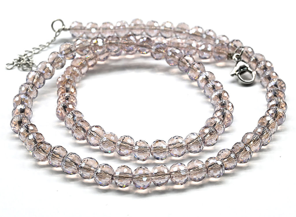 Бусы из циркона шарик гр.6мм цв.сиреневый, 46см