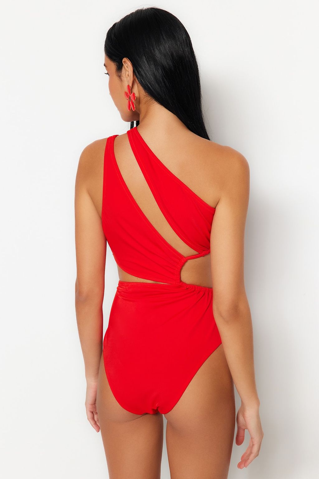 K?rm?z? Tek Omuz Tunelli Cut Out/Pencereli Regular Core Mayokini TBESS23MA00206