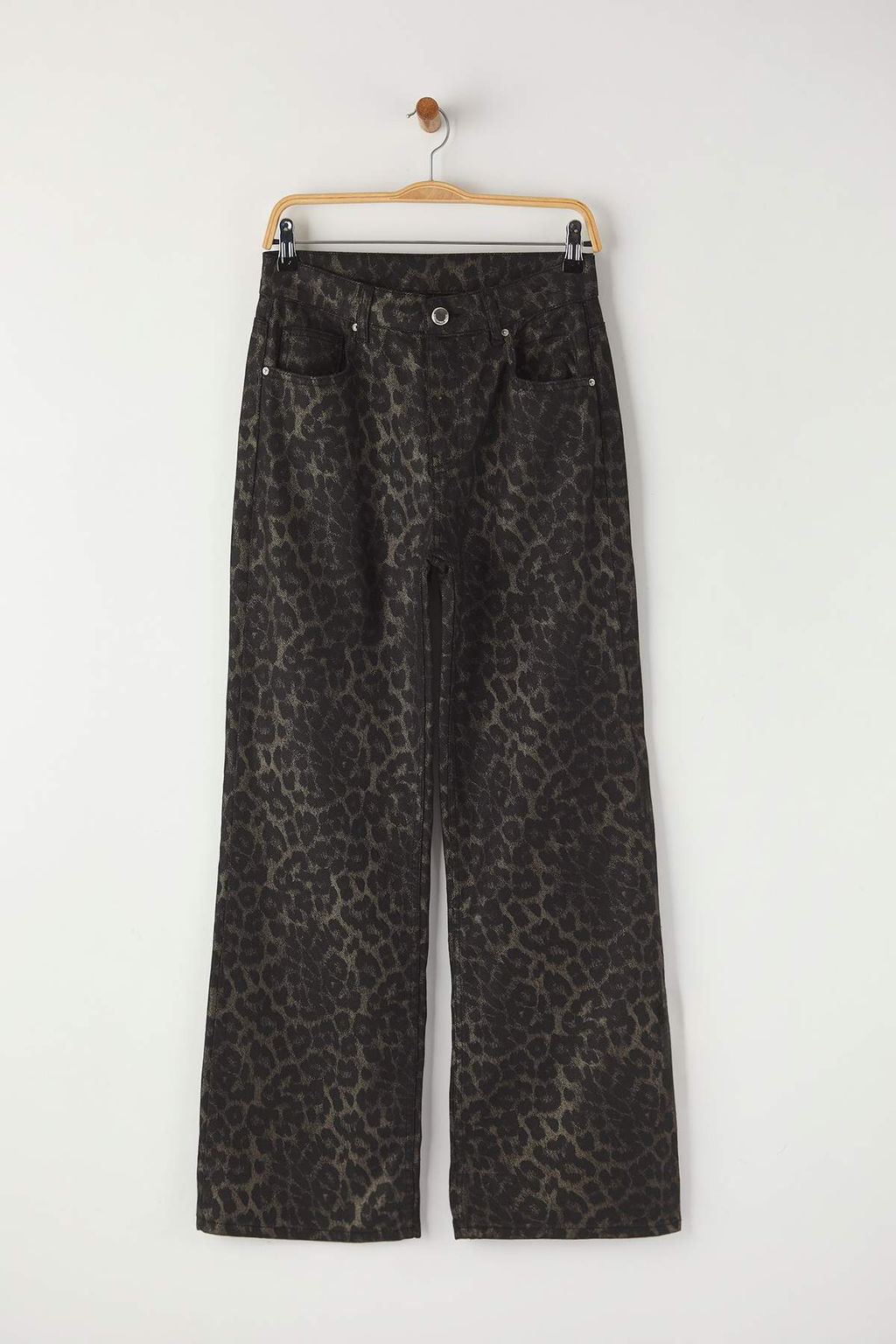 Cok Renkli Leopar Desenli Yuksek Bel Wide Leg Genis Paca Jeans TWOAW26JE00154 - Trendyolmilla фото 5