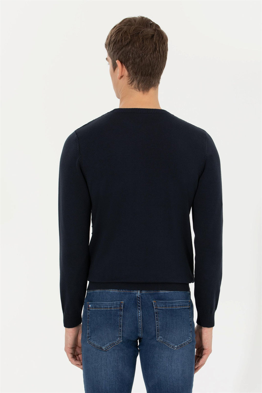 Мужской темно-синий трикотажный свитер с круглым вырезом Неожиданная скидка в корзине - U.s. polo assn фото 5