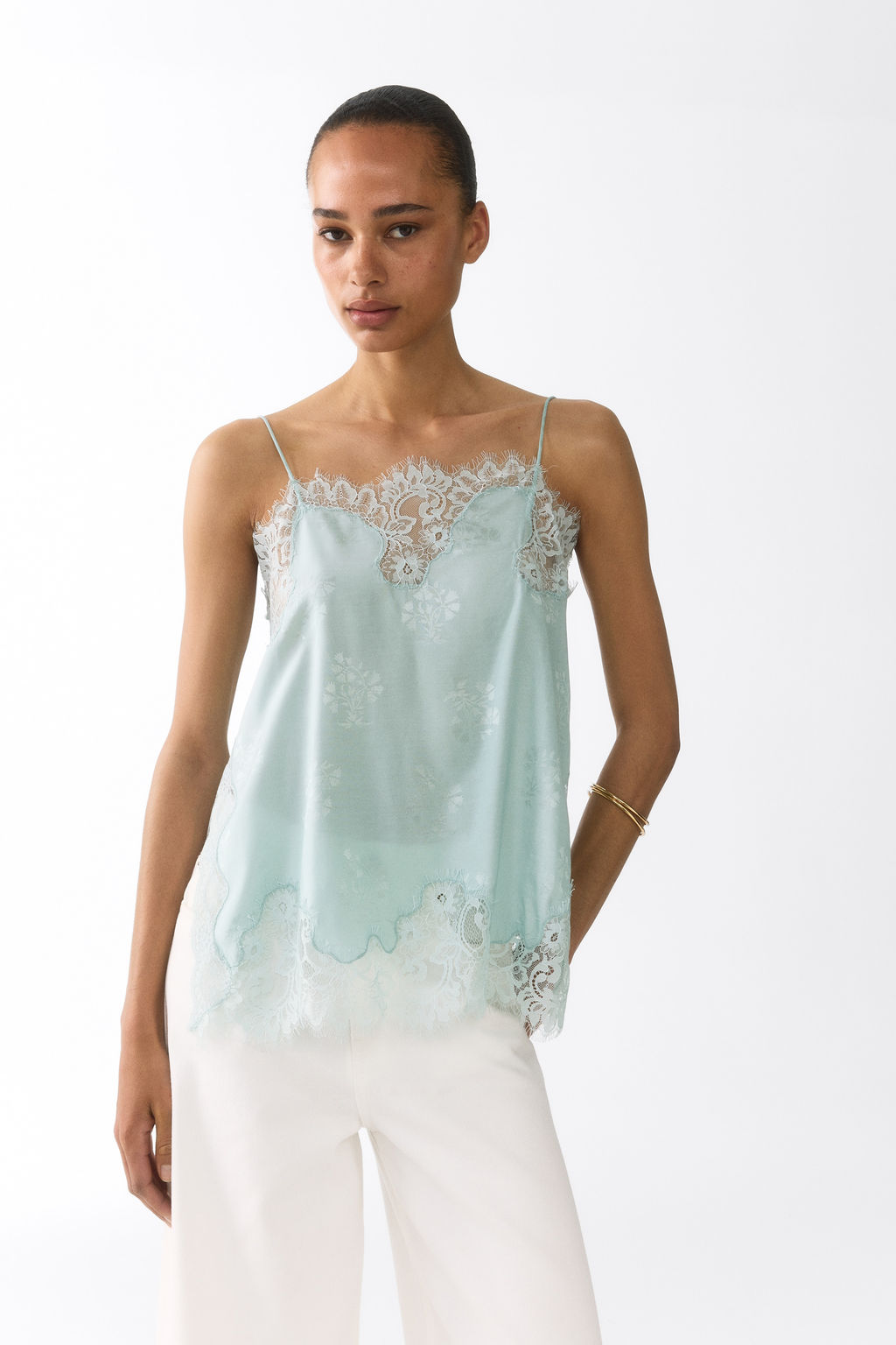 Top en tejido jacquard con ribetes de encaje - H&m фото 6