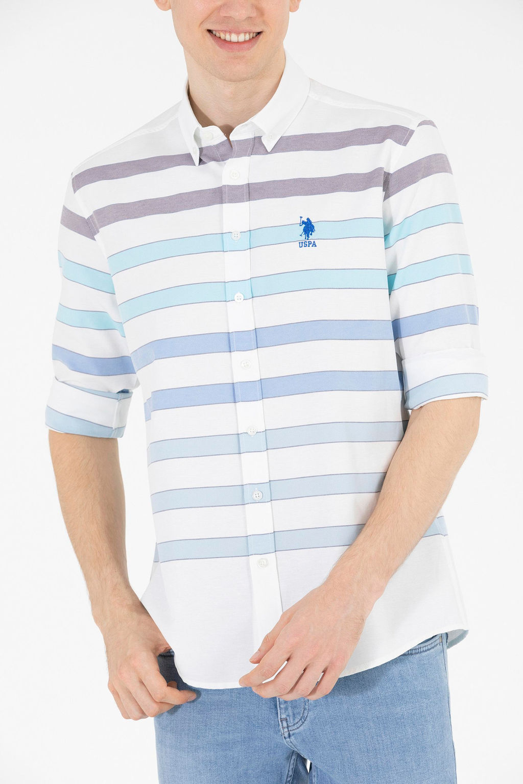 U. S. Polo Assn / Мужская синяя рубашка с длинным рукавом - U.s. polo assn фото 6