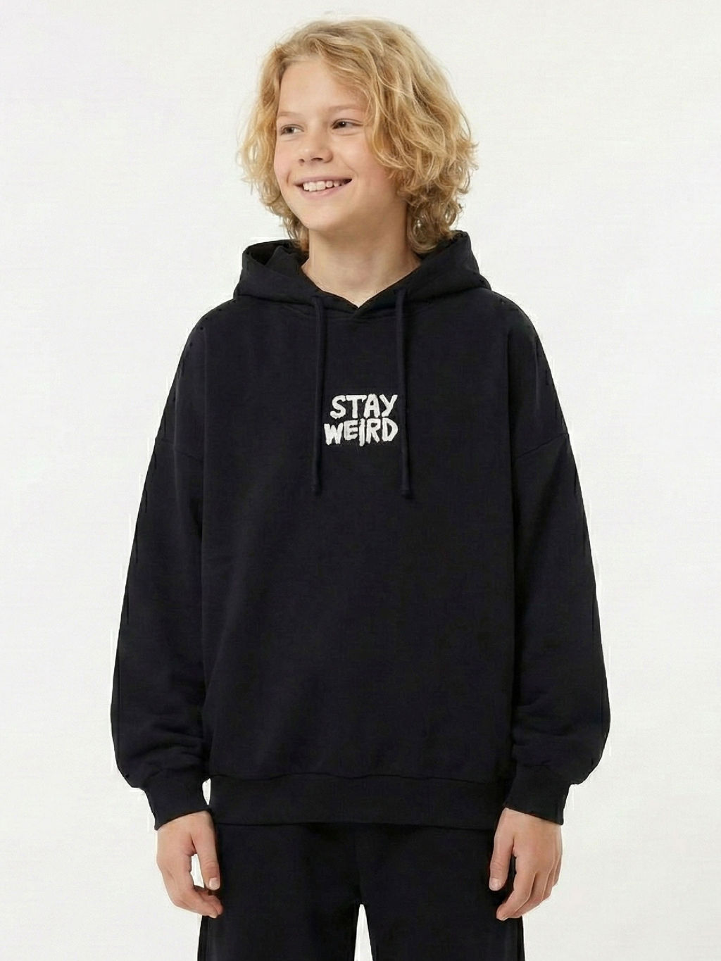 Толстовка худи с принтом 22-5264 черный - Mini maxi фото 3