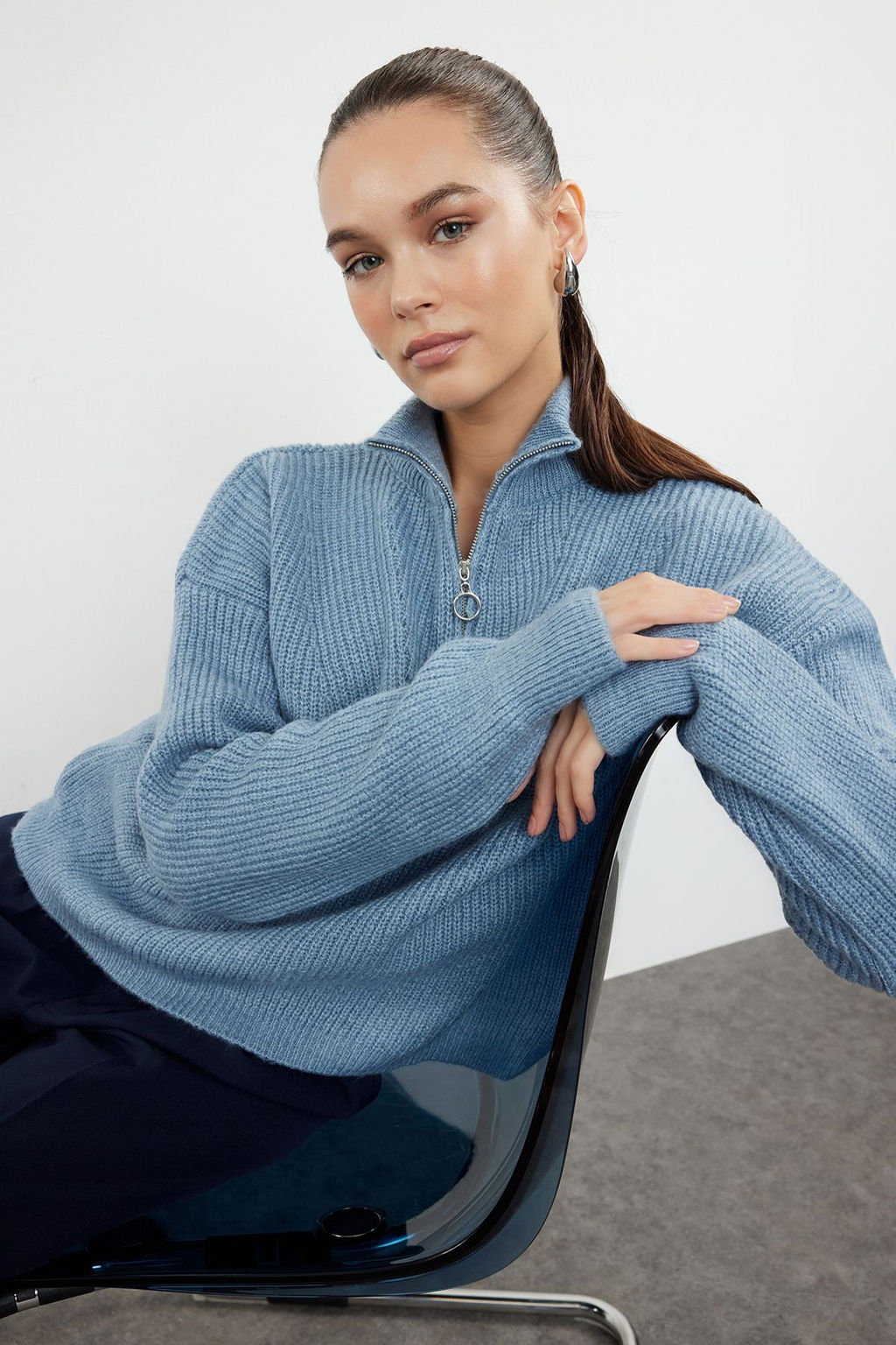 Antrasit Couple Yumusak Dokulu Fermuarl? Triko Kazak TWOAW20XS0009 - Trendyolmilla фото 32