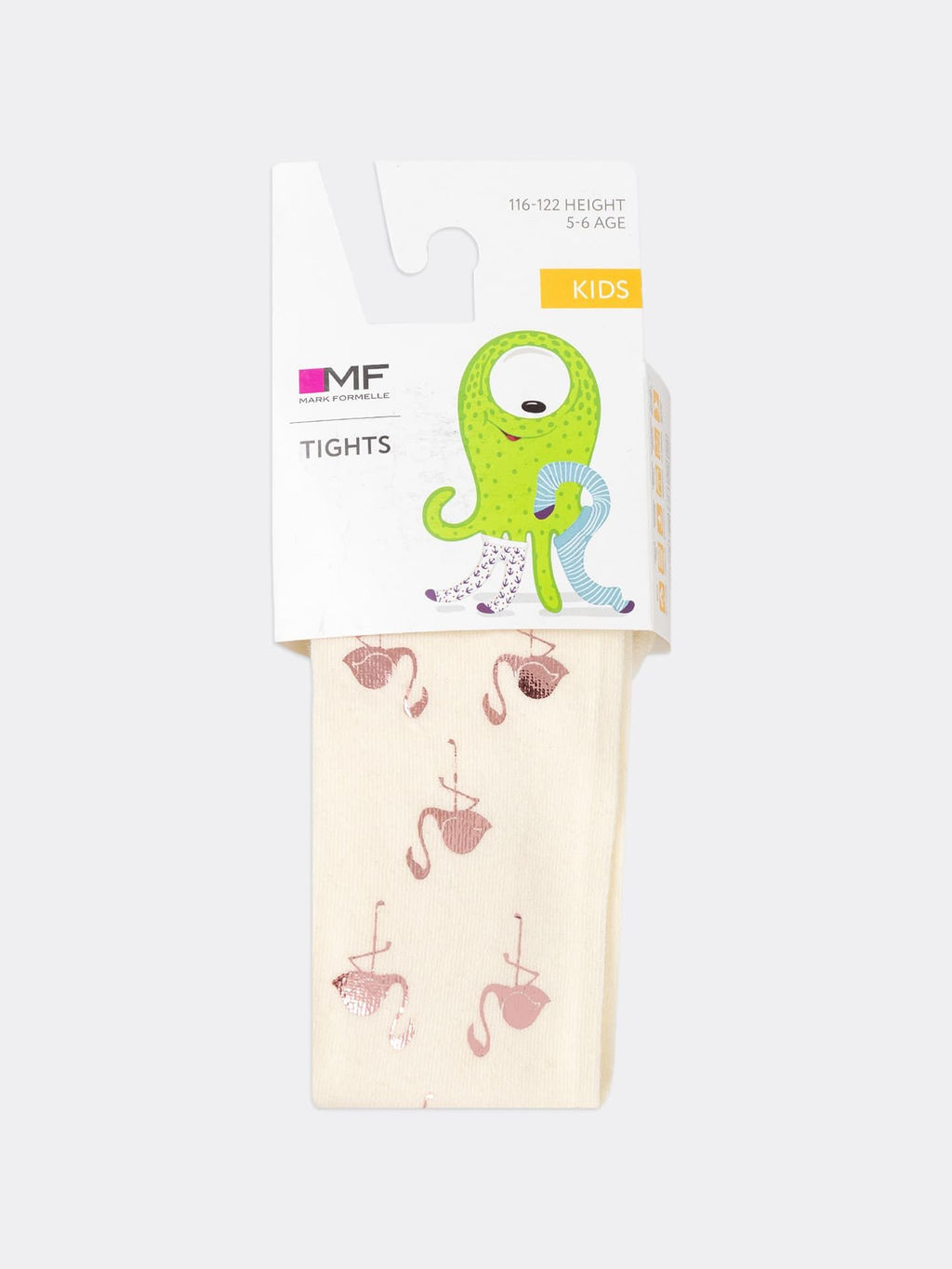 Цена за 3 пары! Колготки детские серого кремового цвета с фламинго - Mark formelle фото 5