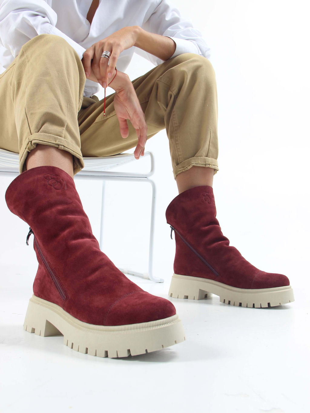 Ботинки 233.2094be. Бордо замша/Шерсть