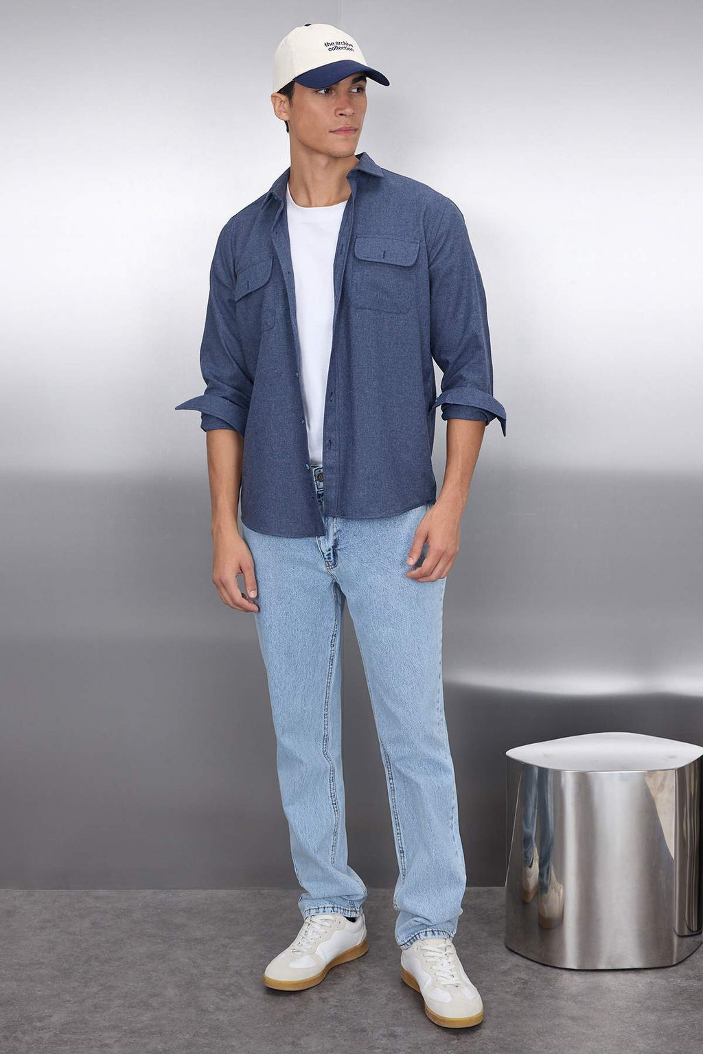 TRENDYOL MAN Haki Regular Fit Cift Cep Kapakl? Dokulu K?sl?k Ceket Gomlek TMNAW22GO0350