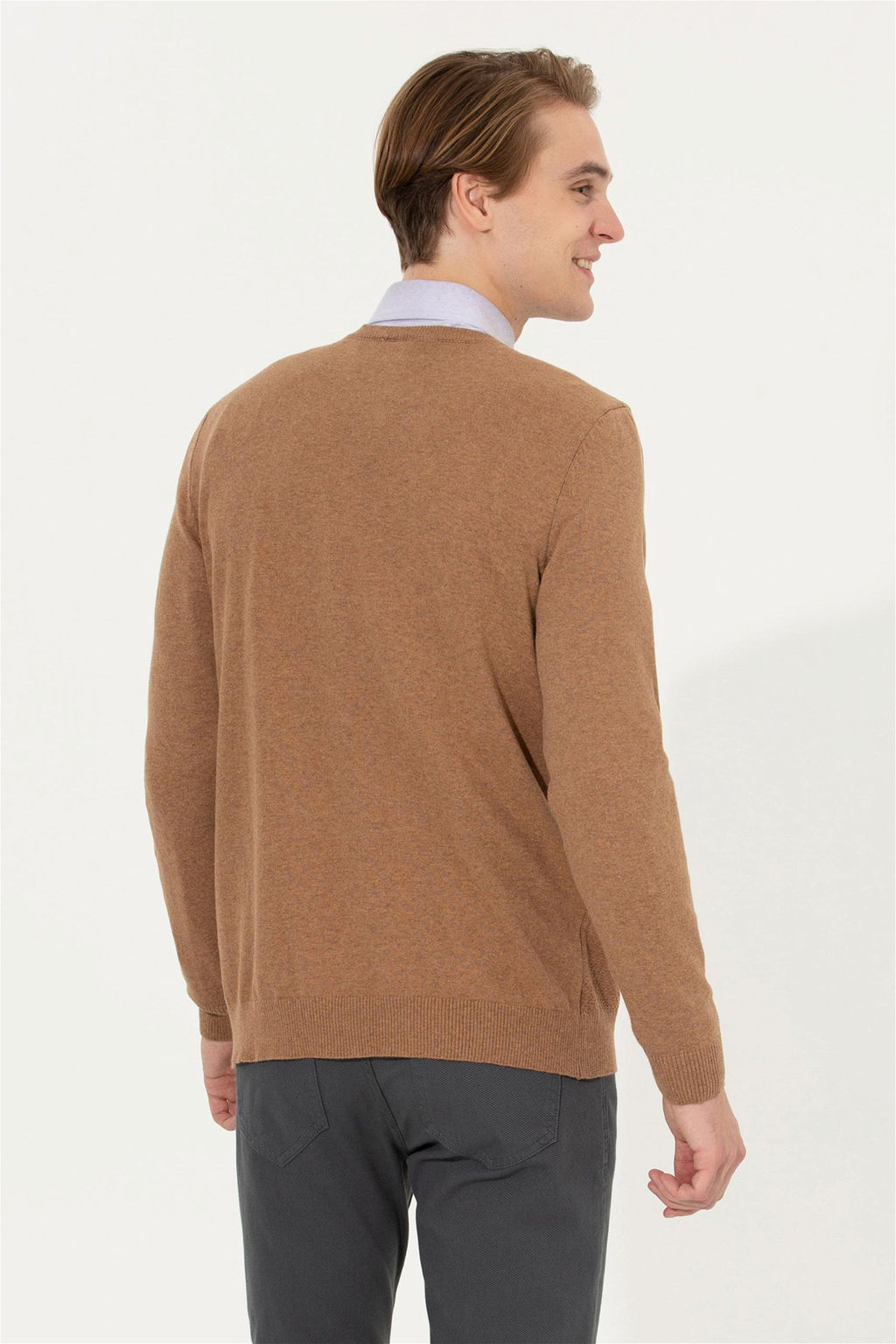 Мужской коричневый трикотажный свитер Basic - U.s. polo assn фото 11