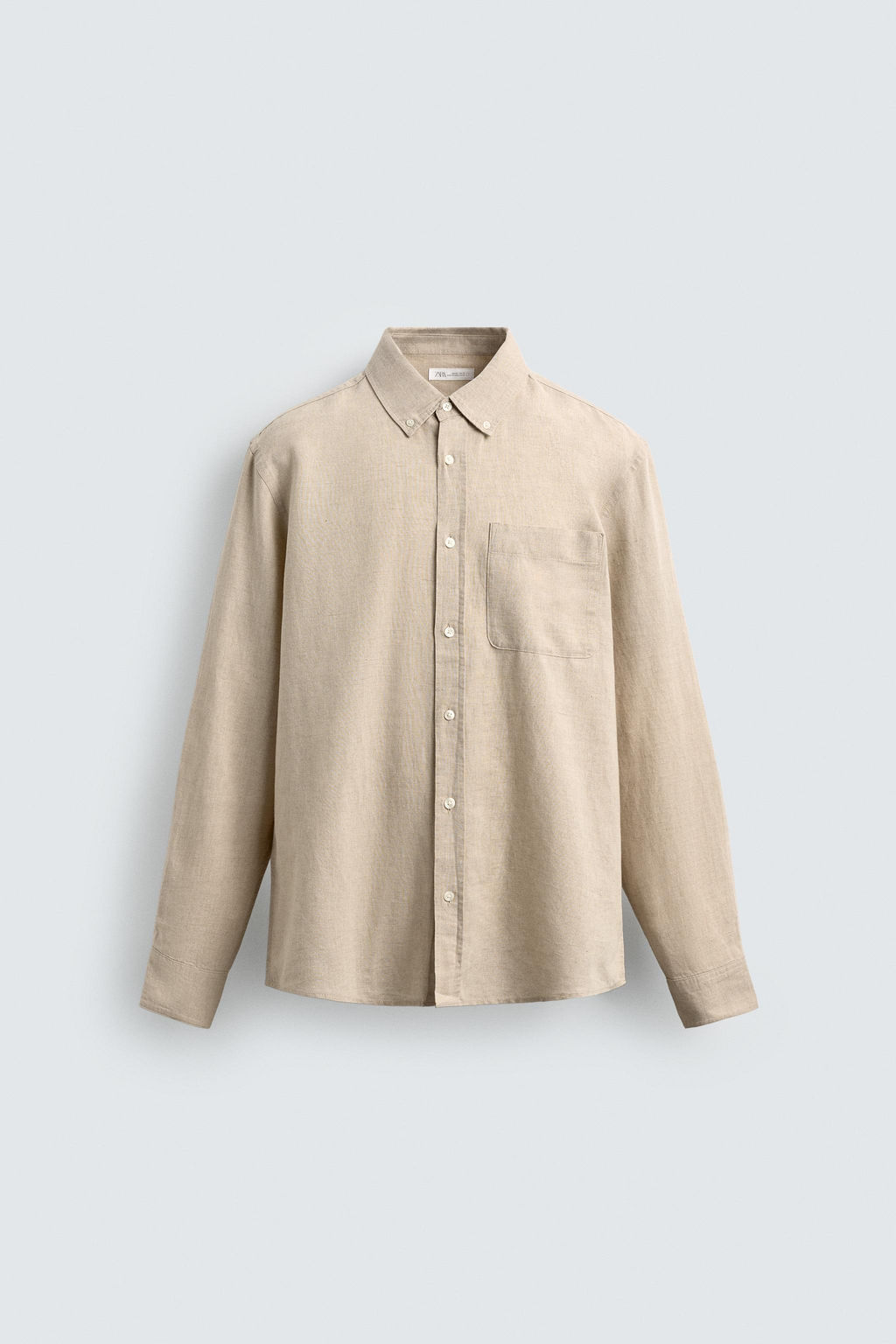 CAMISA REGULAR FIT LINO - ALGOD?N / Beige claro - Zara фото 7