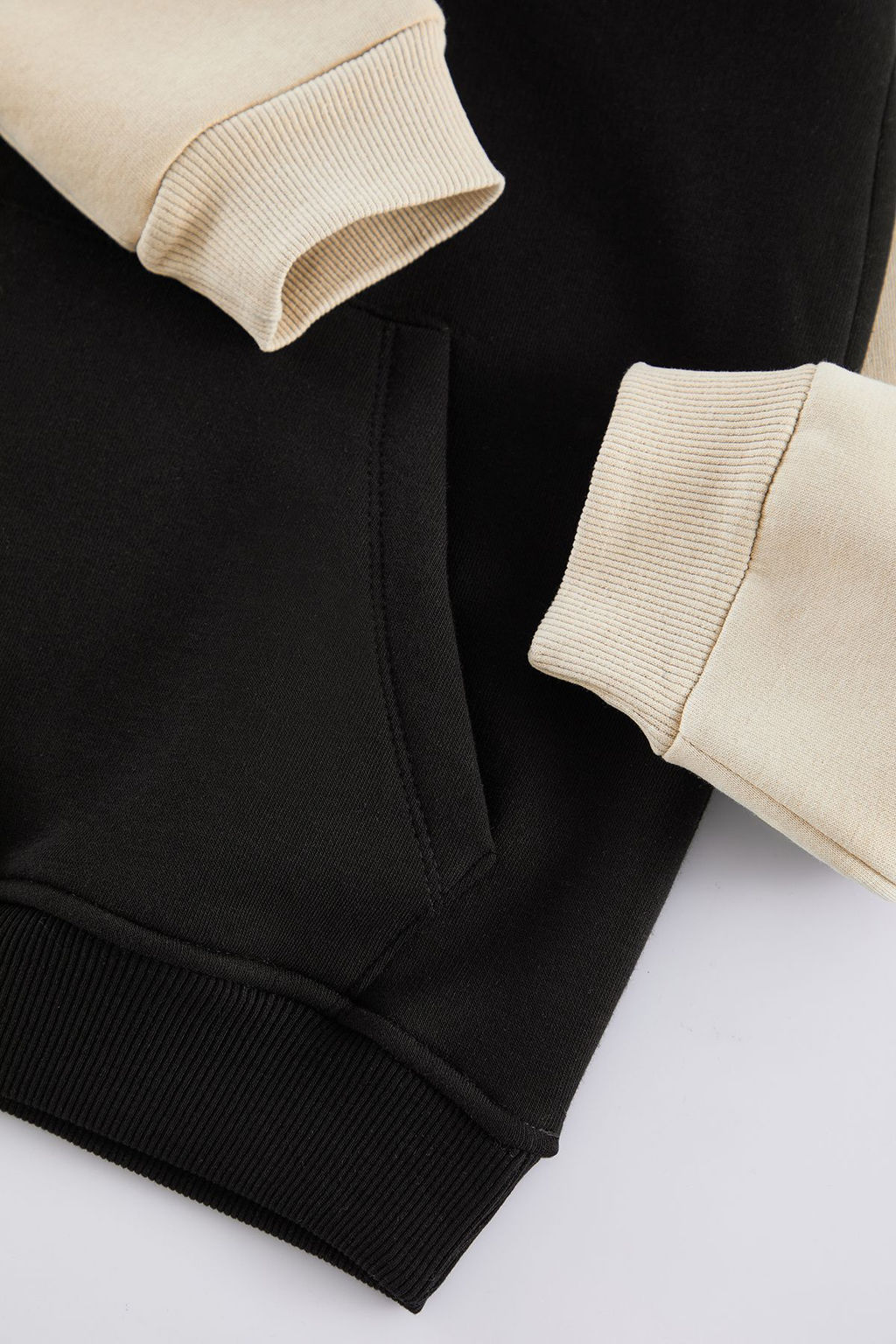 Kahverengi Oversize/Genis Kesim Renk Bloklu Ici Polarl? Kapusonlu Sweatshirt TMNAW25SW00017 - Trendyolmilla фото 7