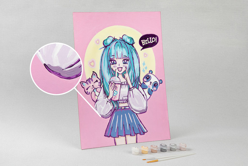 ФРЕЯ PKZ/PM-030 Набор для раскрашивания по номерам (на картоне) 40 х 30 см Девочка в стиле аниме