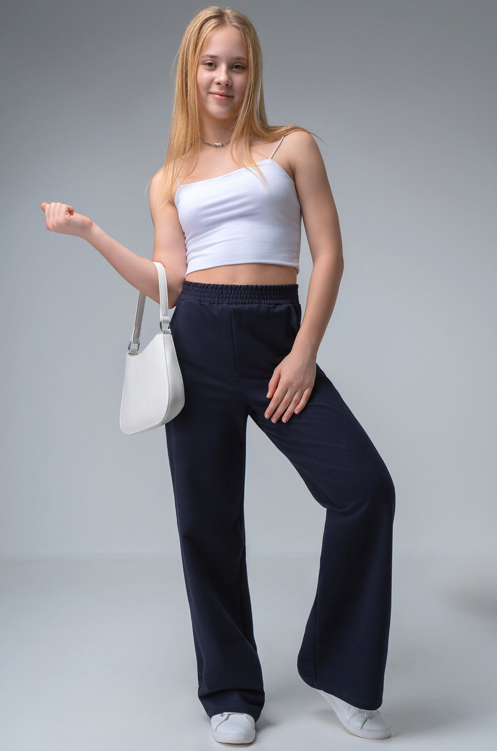 Брюки палаццо из футера для девочки Happyfox