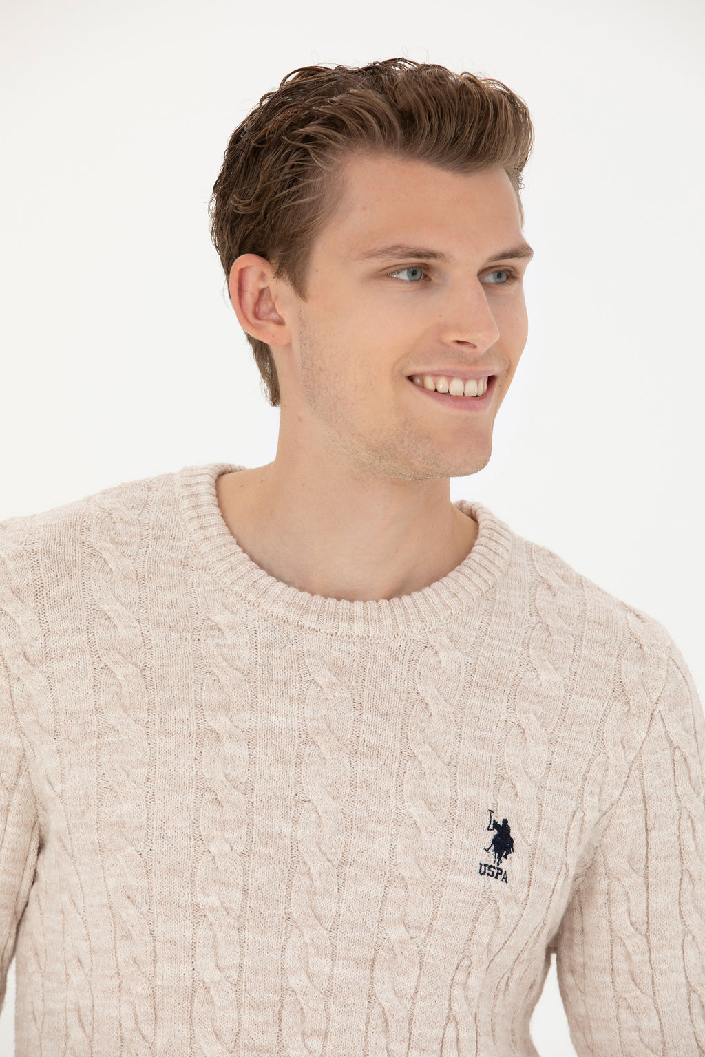 Мужской кремовый меланжевый свитер - U.s. polo assn фото 16