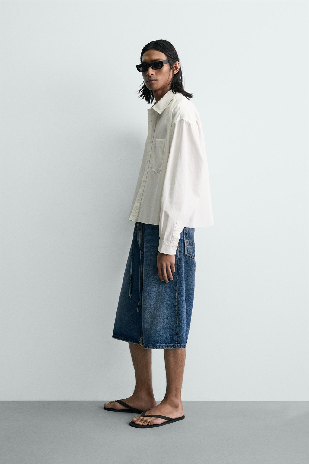 CAMISA BOXY FIT LAVADA / Blanco - Zara фото 4