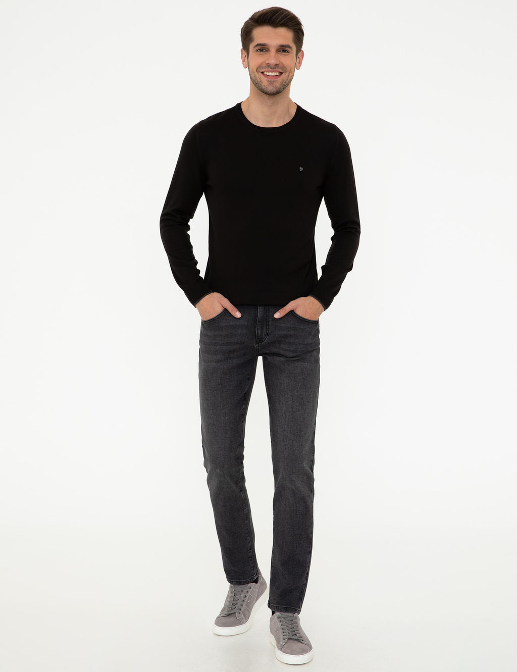 Siyah Slim Fit Bisiklet Yaka Basic Triko Kazak - Pierre cardin фото 5