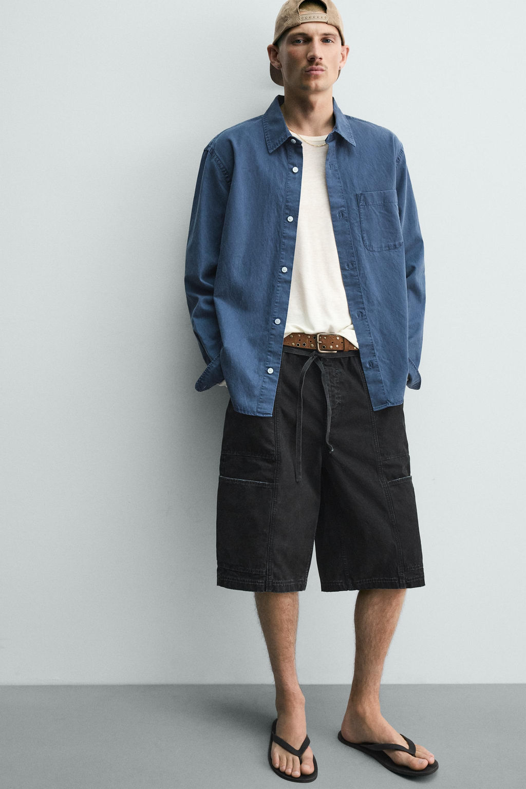 BERMUDA BAGGY FIT CINTUR?N / Negro