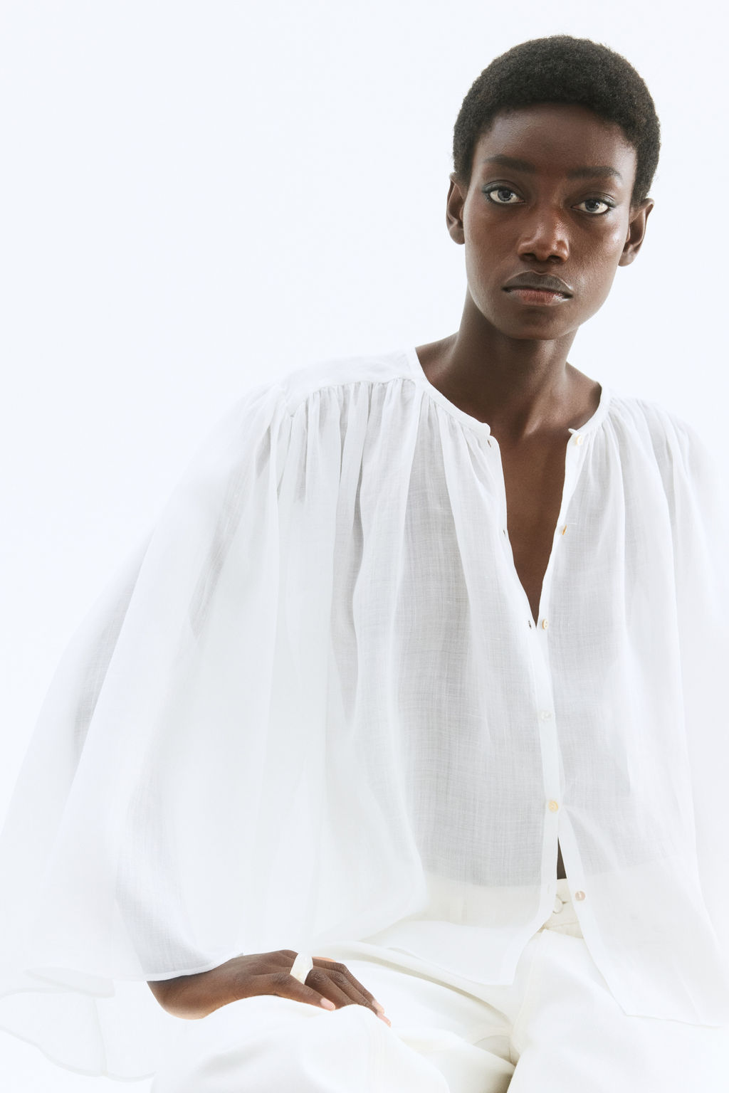 Blusa maxivolumen de ramio - H&m фото 3