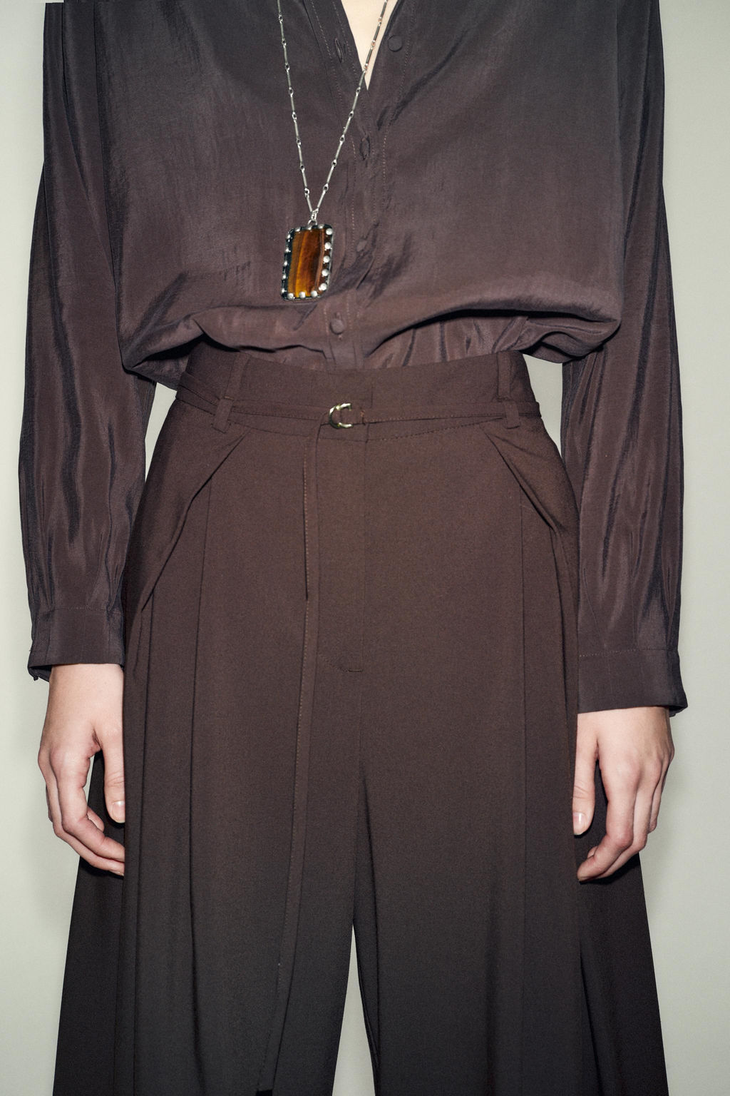 WIDE-LEG TROUSERS WITH THIN BELT - Zara фото 14