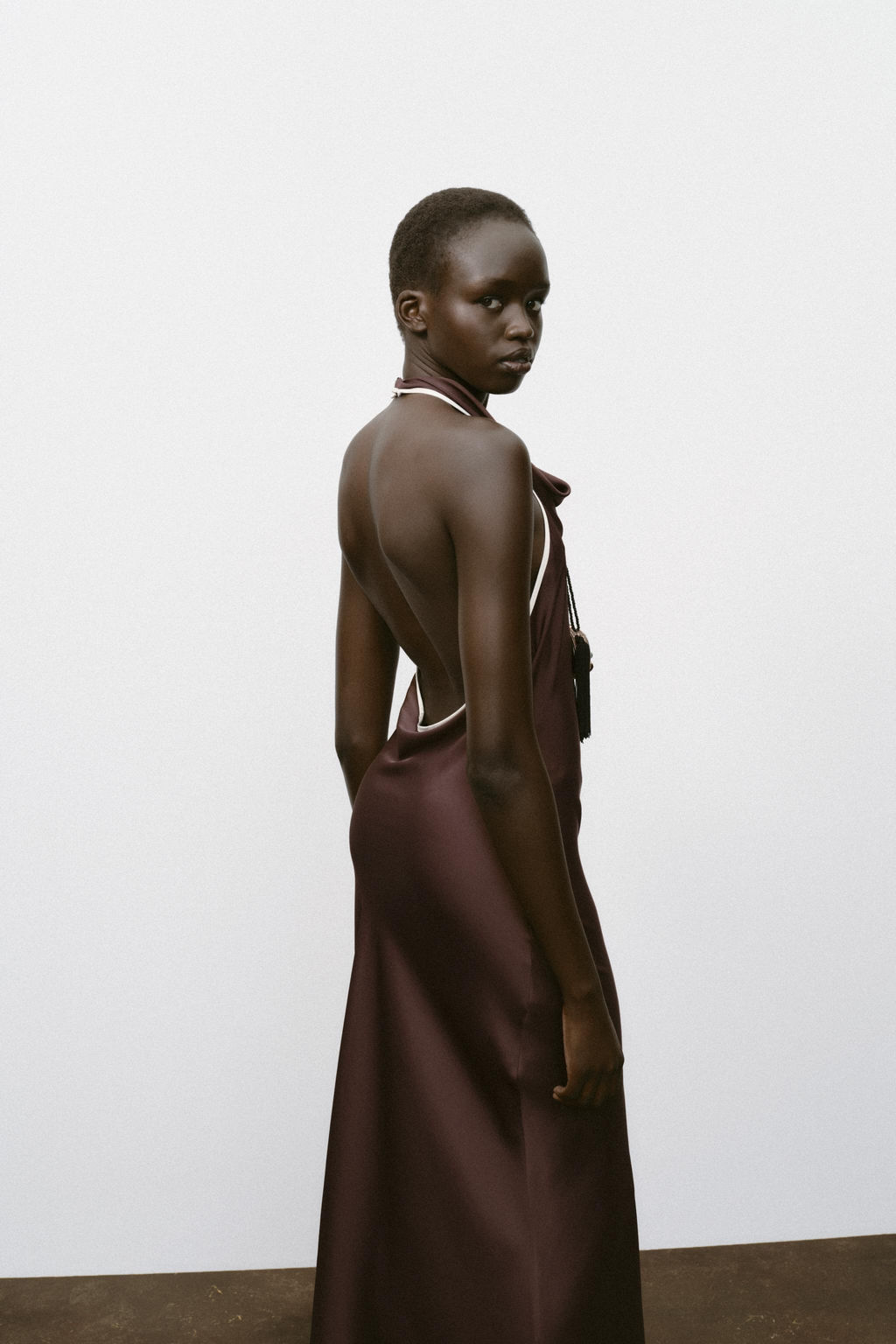 CONTRAST TRIM SATIN MIDI DRESS - Zara фото 11