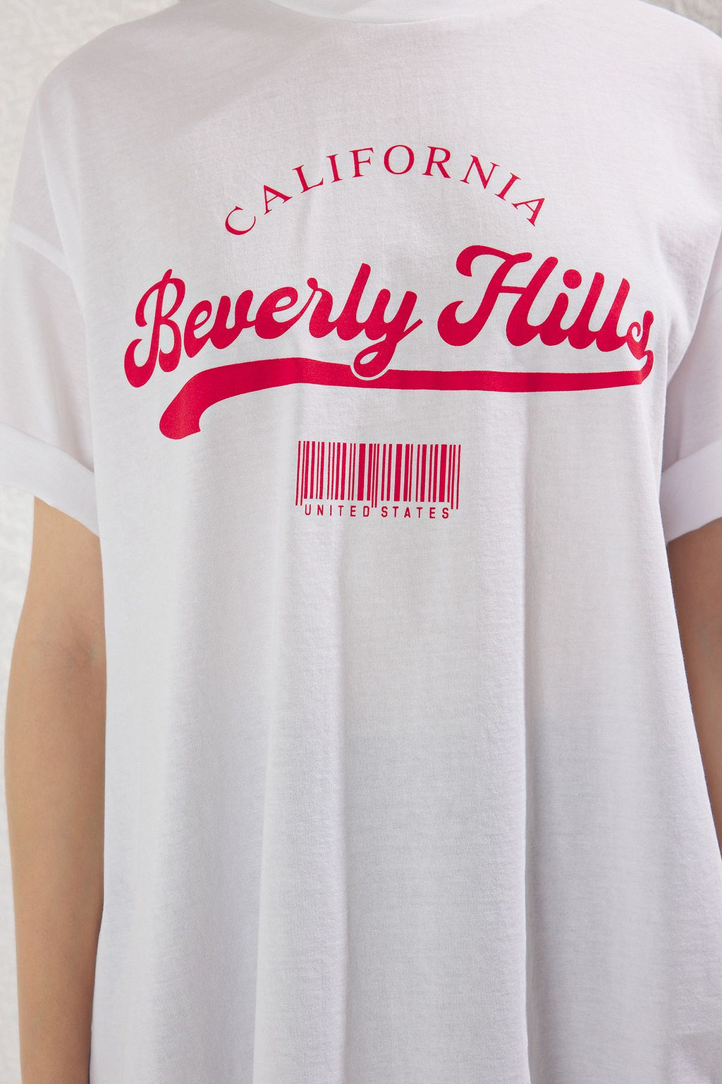 TRENDYOLMILLA Kahverengi Oversize/Genis Kal?p Bask?l? Orme T-Shirt TWOSS25TS00121  фото 4