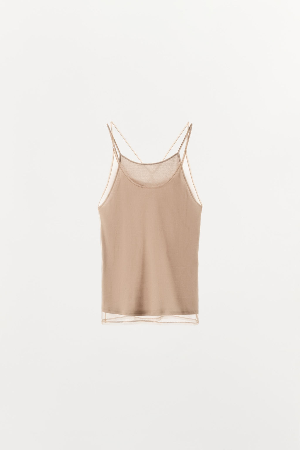 TOP HALTER EFECTO DOBLE TUL / rosa claro - Zara фото 5