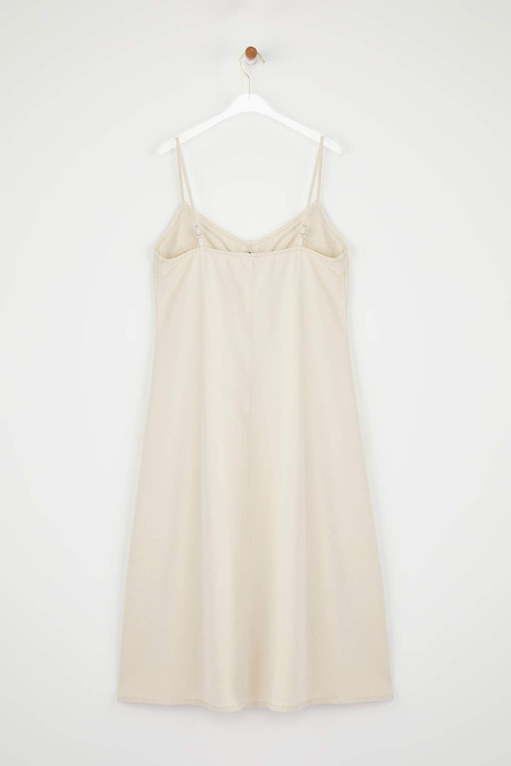 Bej Duz Midi Denim Elbise TWOSS25EL00859 - Trendyolmilla фото 6