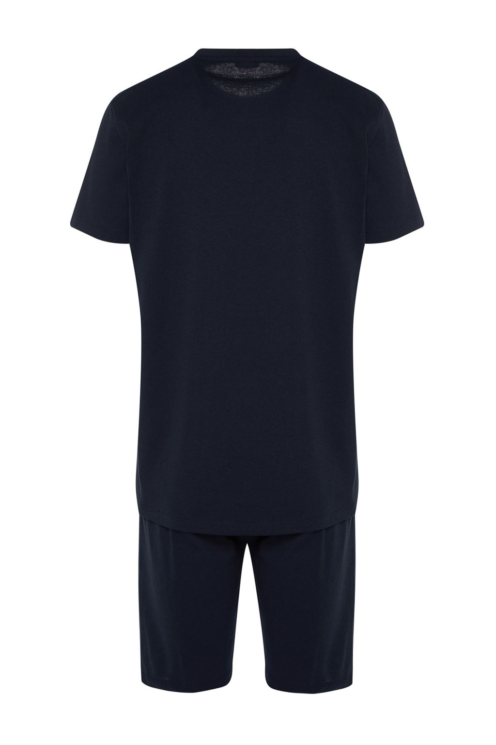 Lacivert %100 Pamuk Regular Fit Orme Yazl?k Sortlu Pijama Tak?m? THMSS21PT0965