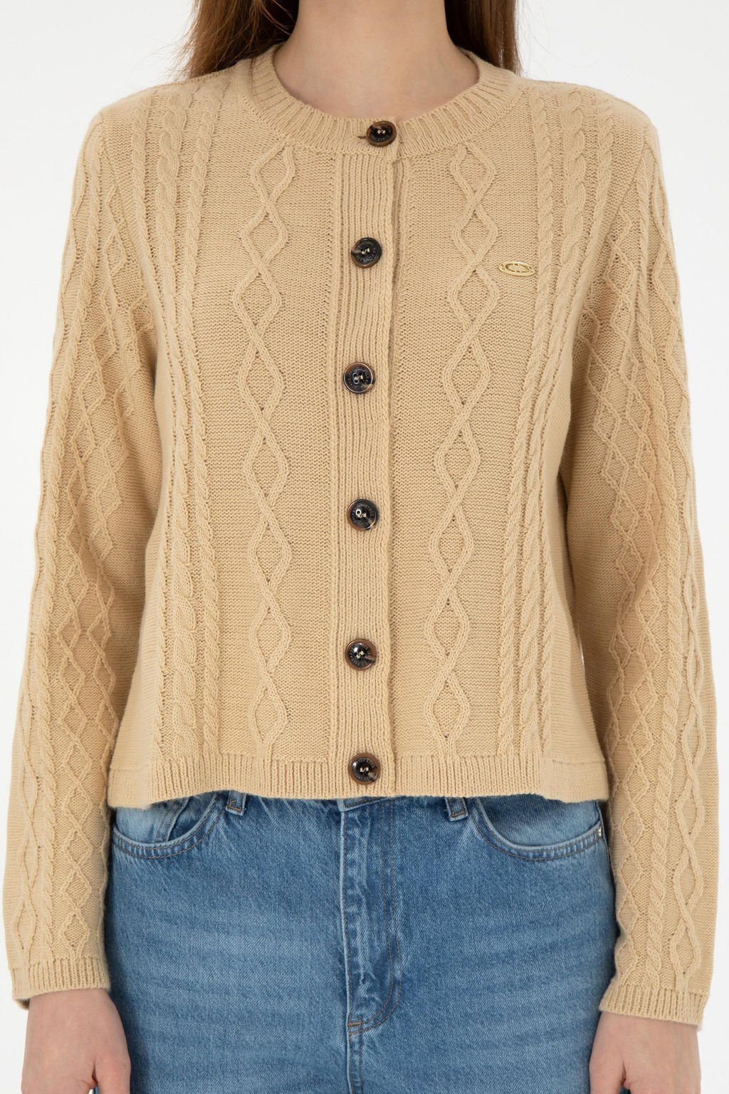 Женский трикотажный кардиган песочного цвета Неожиданная скидка в корзине - U.s. polo assn фото 6