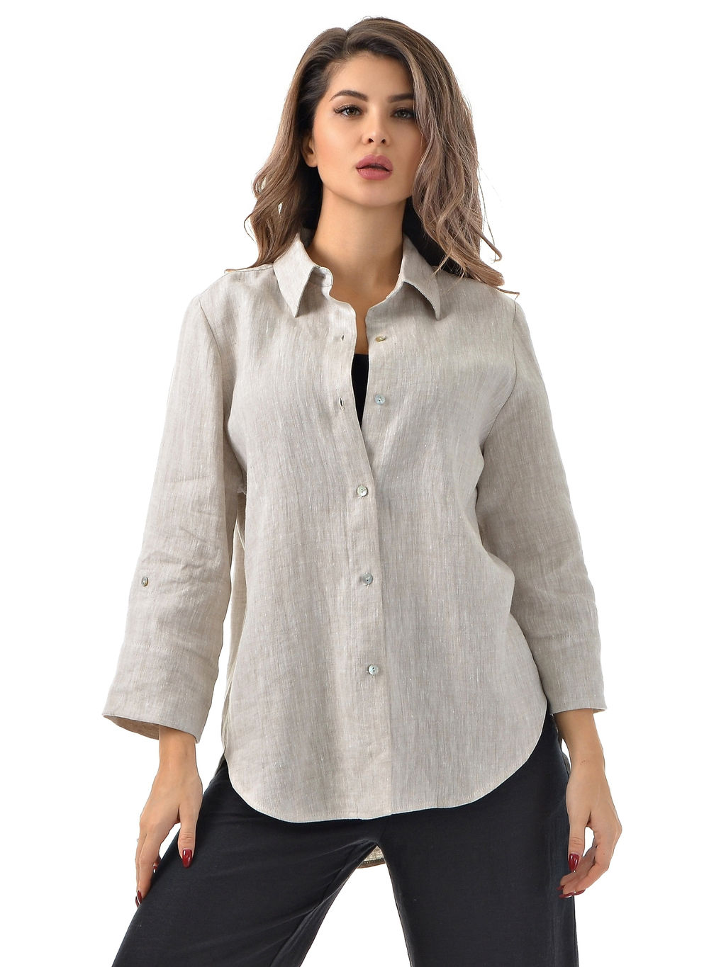 Рубашка  100% лён умягченный и варёный - А+б коллекция фото 6