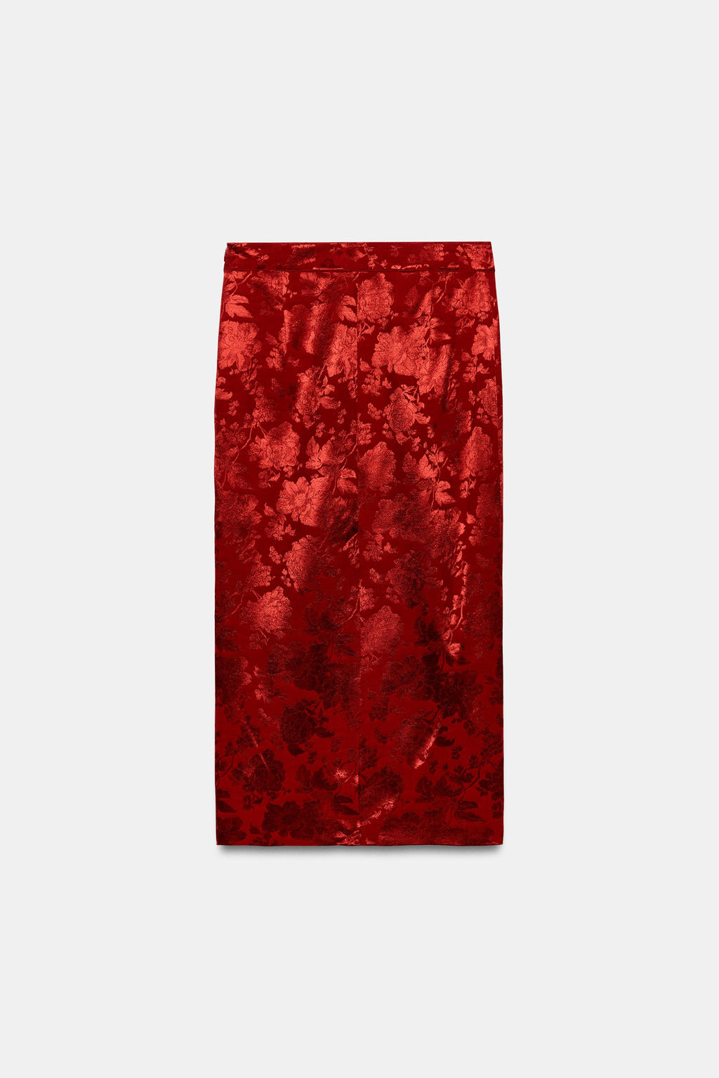 FALDA MIDI JACQUARD FLORES / Burdeos - Zara фото 4