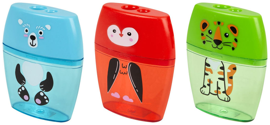 Цена за 2 шт. Точилка Каляка-Маляка с контейнером, ассорти, корпус пластик, 2 отверстия, в дисплее