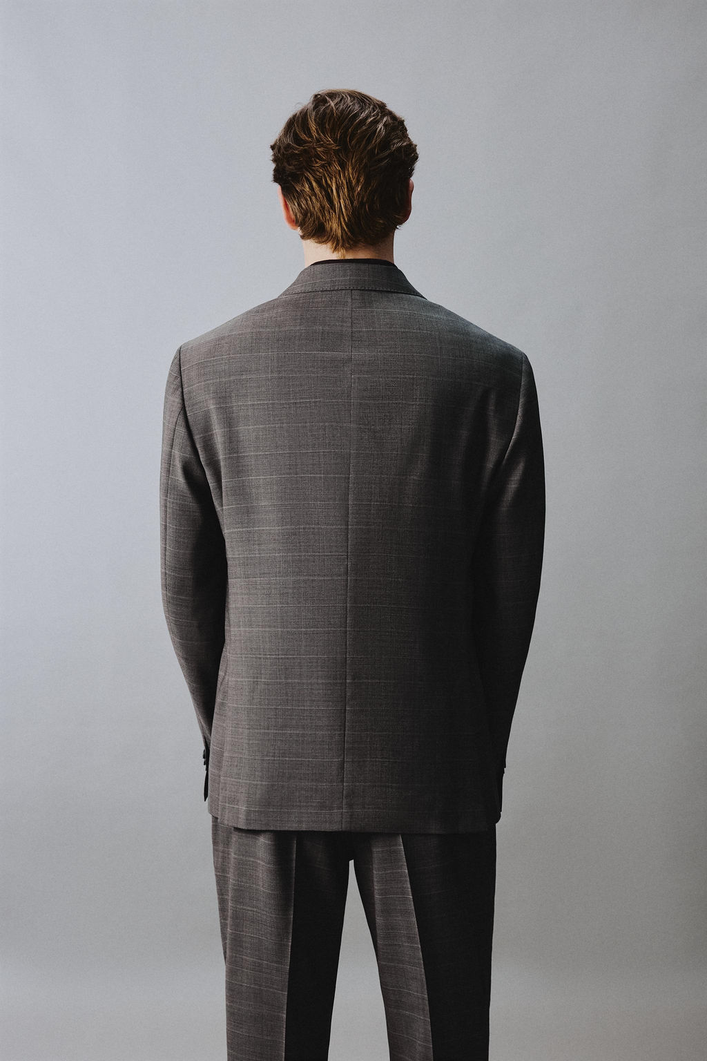 BLAZER TRAJE CUADROS 100% LANA / Marr?n - Zara фото 3