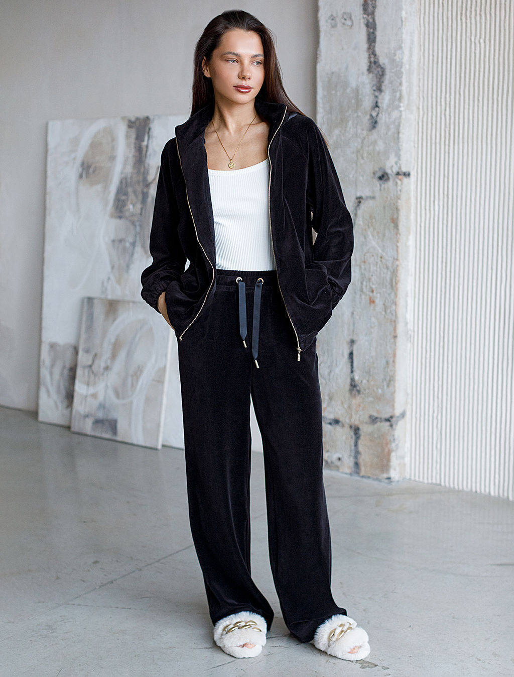 Худи из бархатистого велюра - Vilatte фото 11