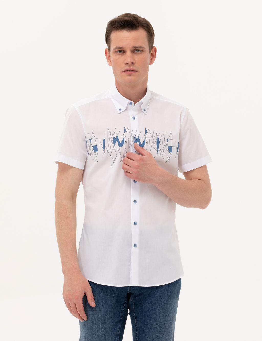 Lacivert Ekstra Slim Fit K_sa Kollu G_mlek