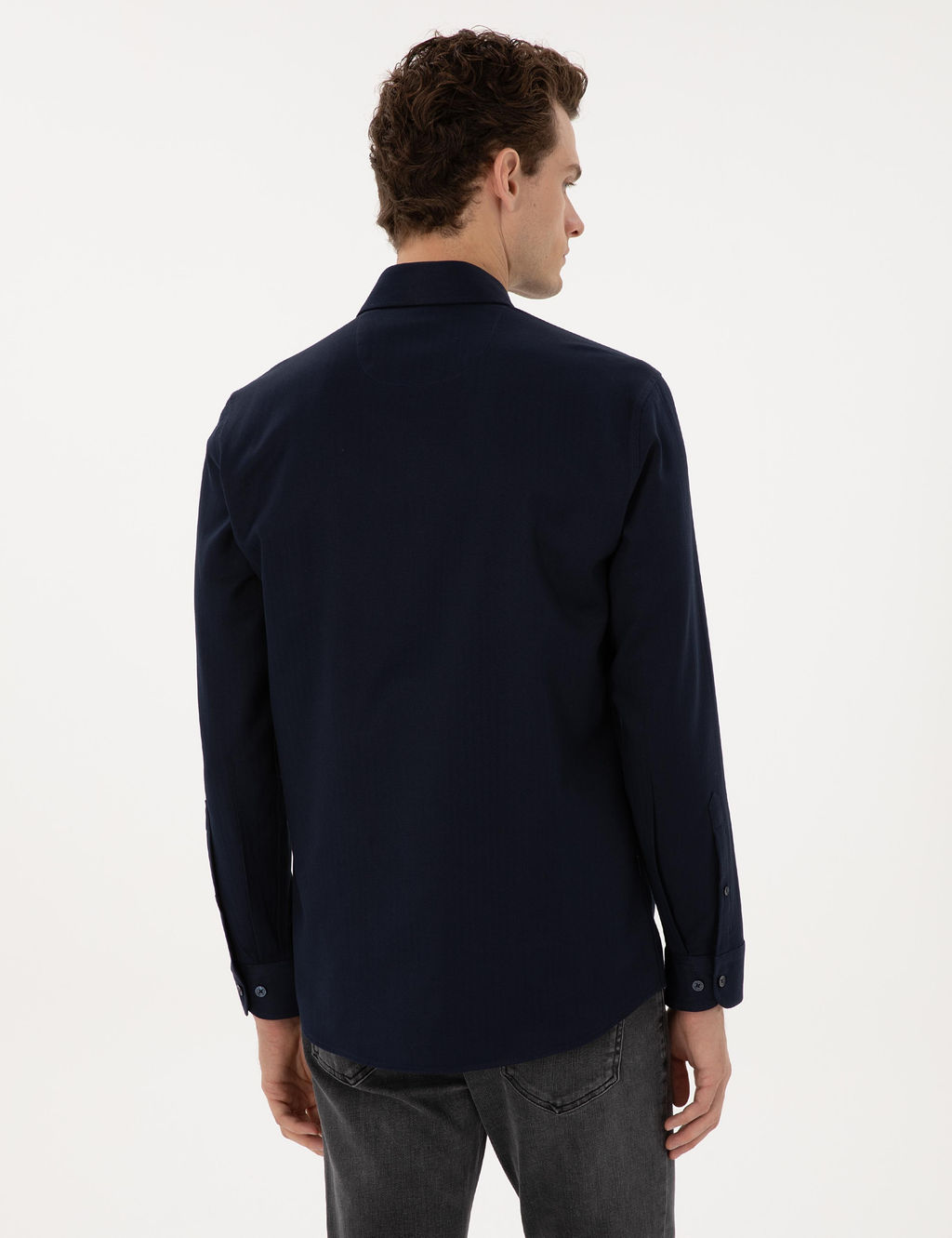 Lacivert Mikro Desenli Slim Fit Uzun Kollu G_mlek - Pierre cardin фото 5