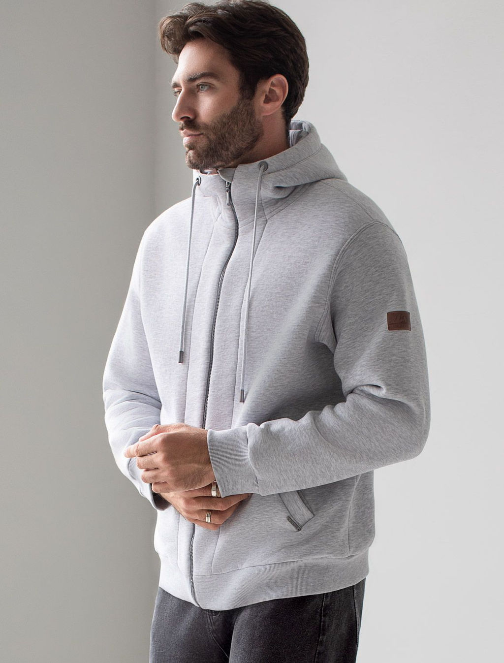 Худи на молнии из премиального футера трехнитки с начесом