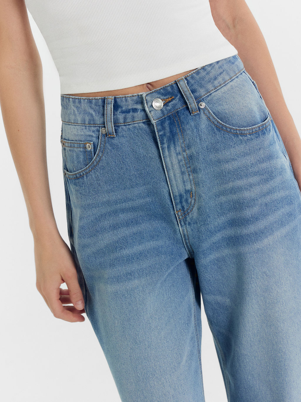 Брюки женские джинсовые wide leg fit голубые голубой 2024-DTW1301-1 - Mark formelle фото 5