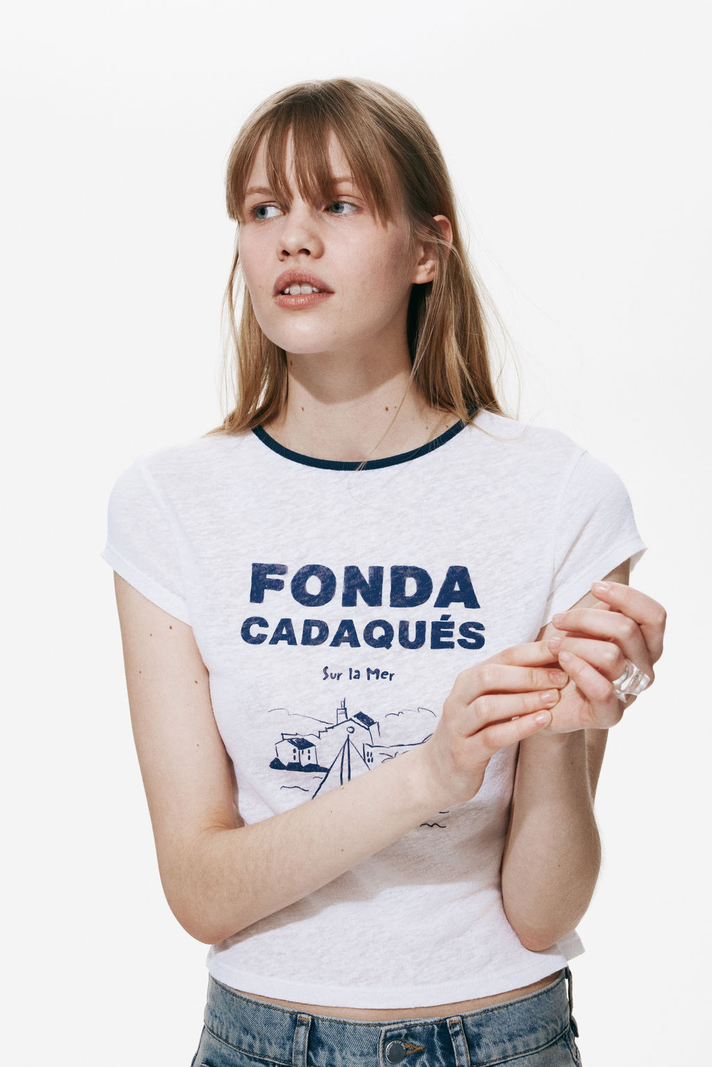Camiseta en mezcla de lino con motivo estampado - H&m фото 2