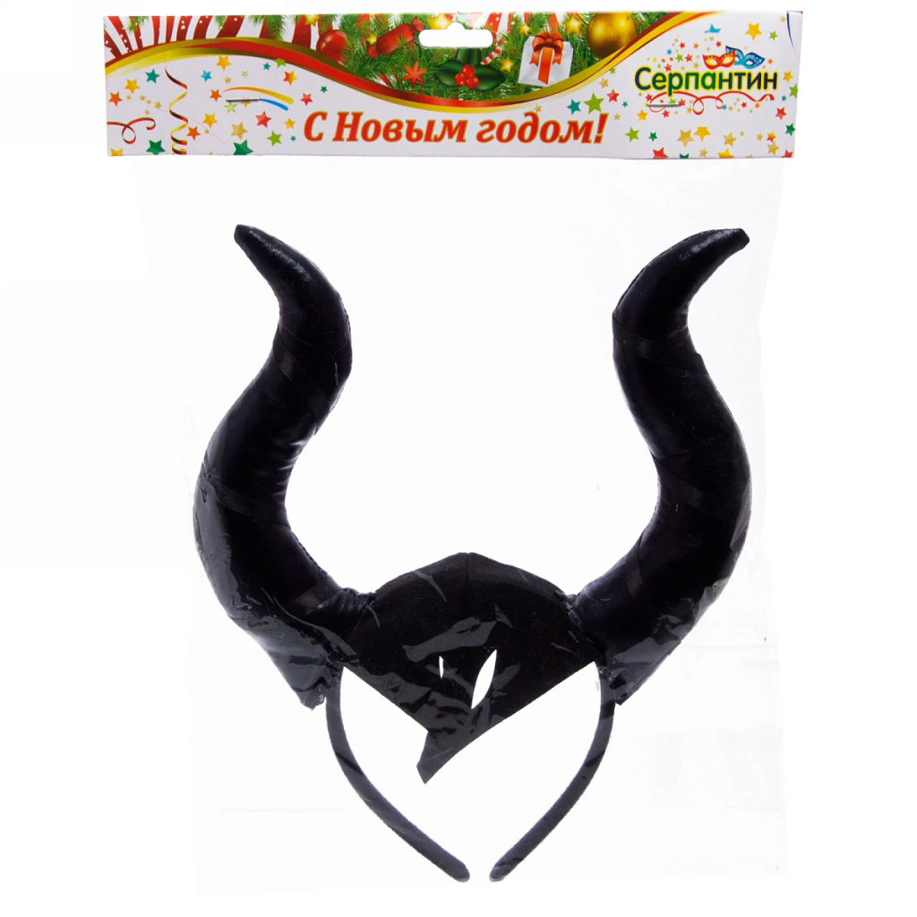 Цена за 2 шт. Ободок карнавальный "Дьяволёнок", черный микс