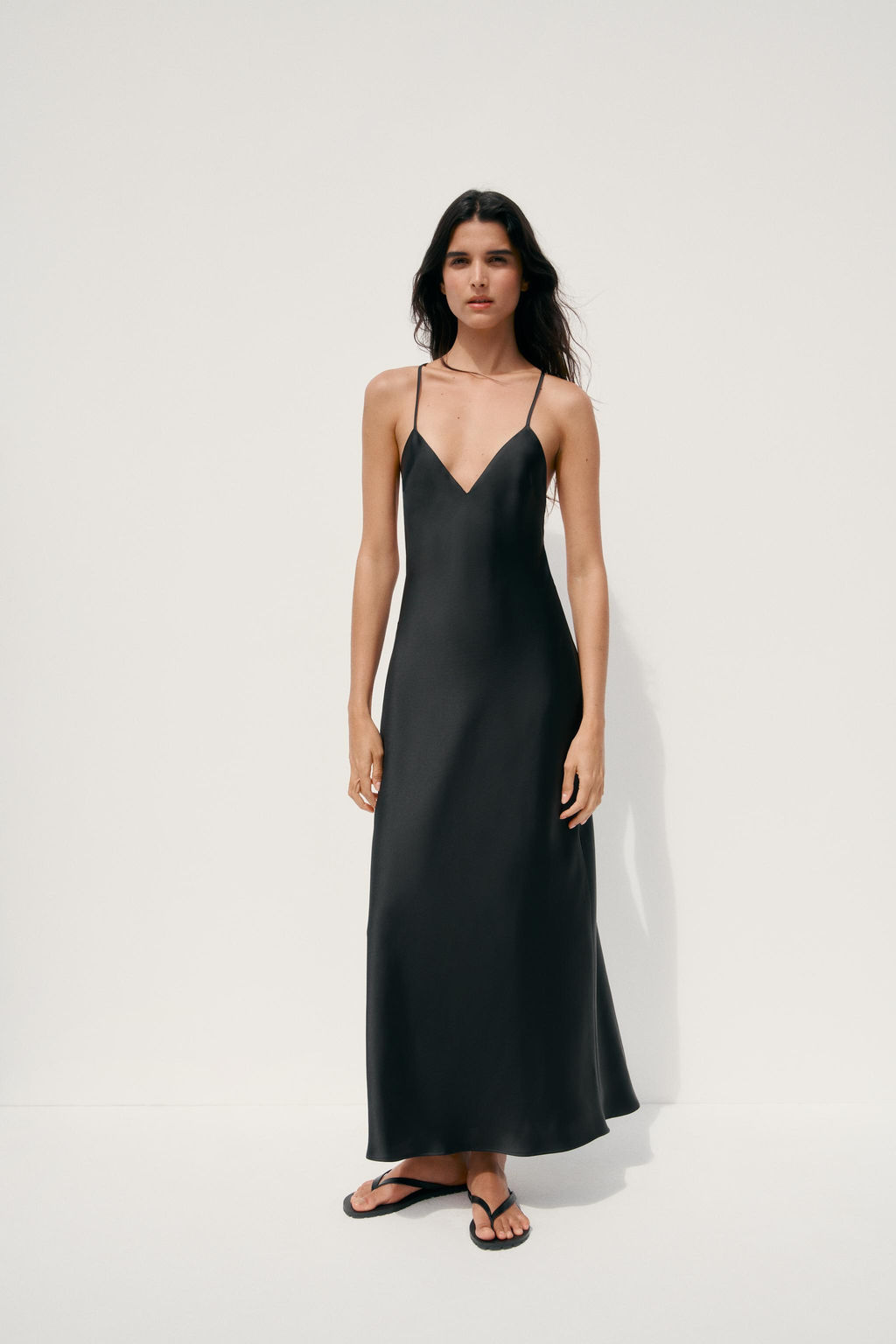 SATIN MIDI DRESS WITH STRAPS ON THE BACK - Zara фото 10