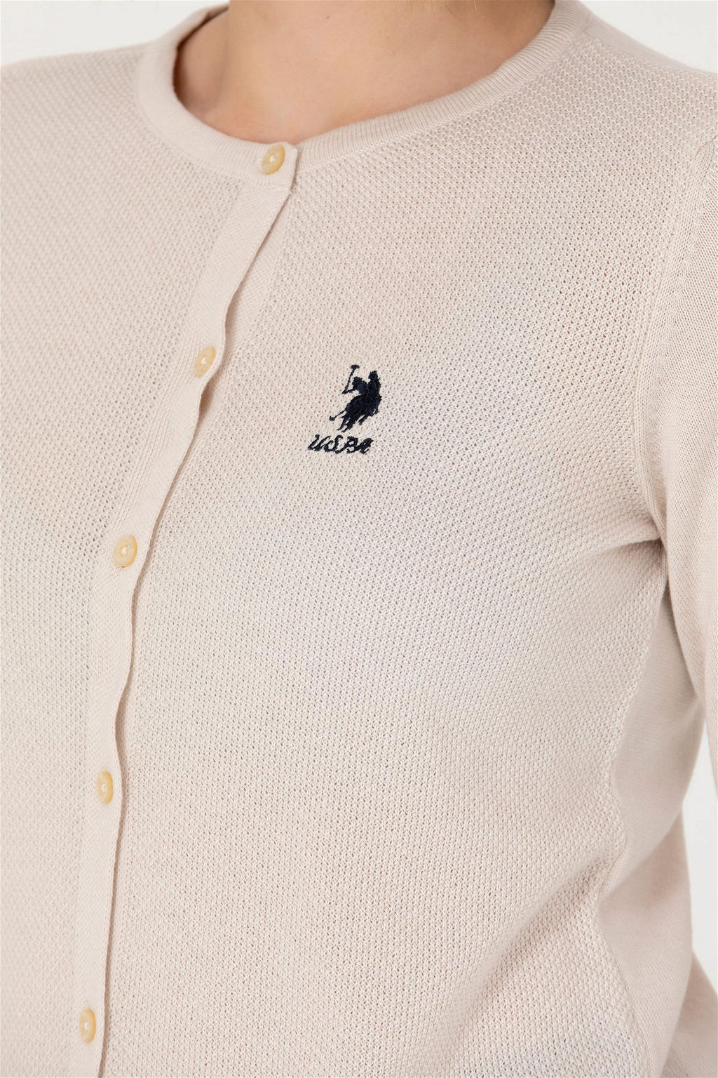 U. S. Polo Assn Женский кремовый базовый трикотажный кардиган - U.s. polo assn фото 14