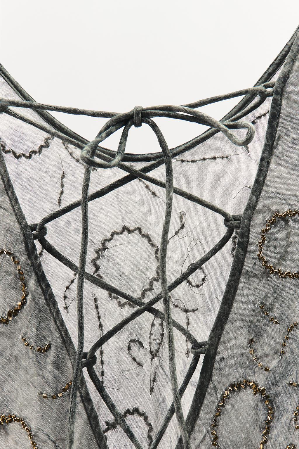 BEADED DRESS WITH CROSS BACK - Zara фото 7