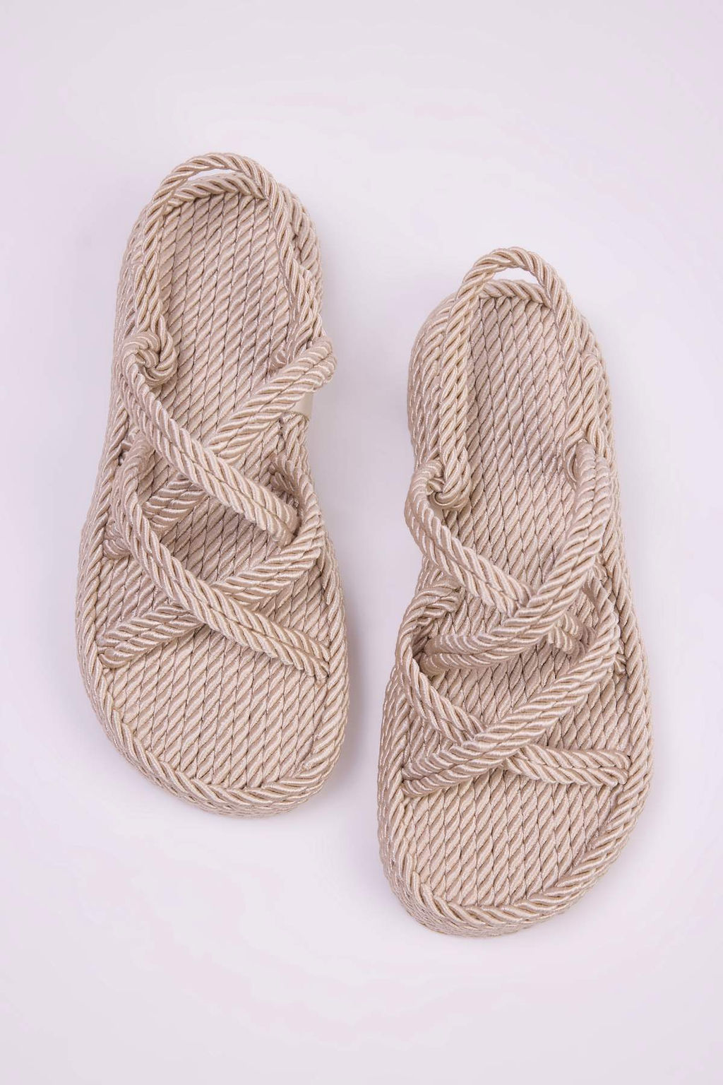 Bej Capraz Bantl? Halat Ipli Ka?nTaban Kad?n Has?r Sandalet TAKSS25SD00068