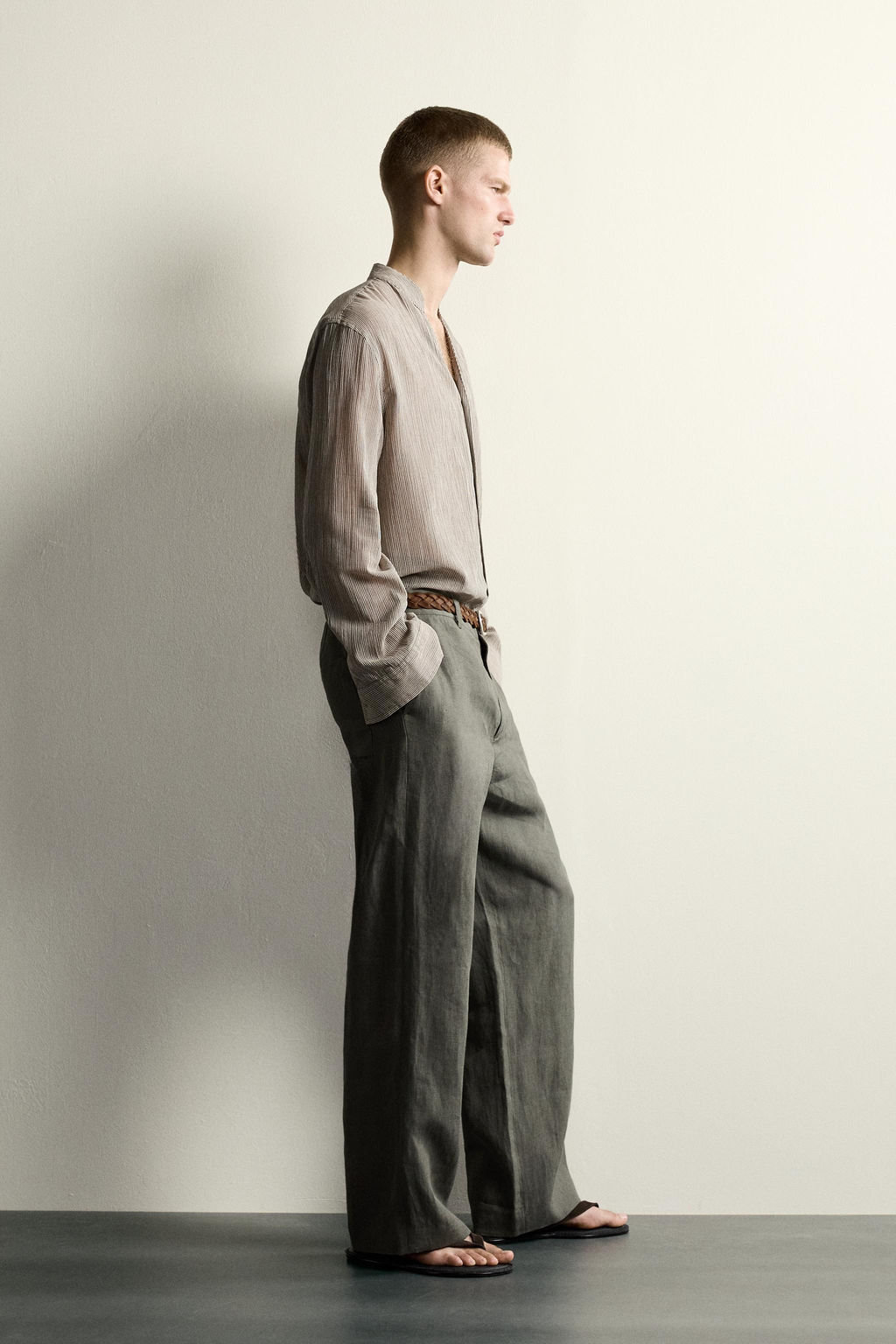 CAMISA FLUIDA RELAXED FIT / Rayas marrones