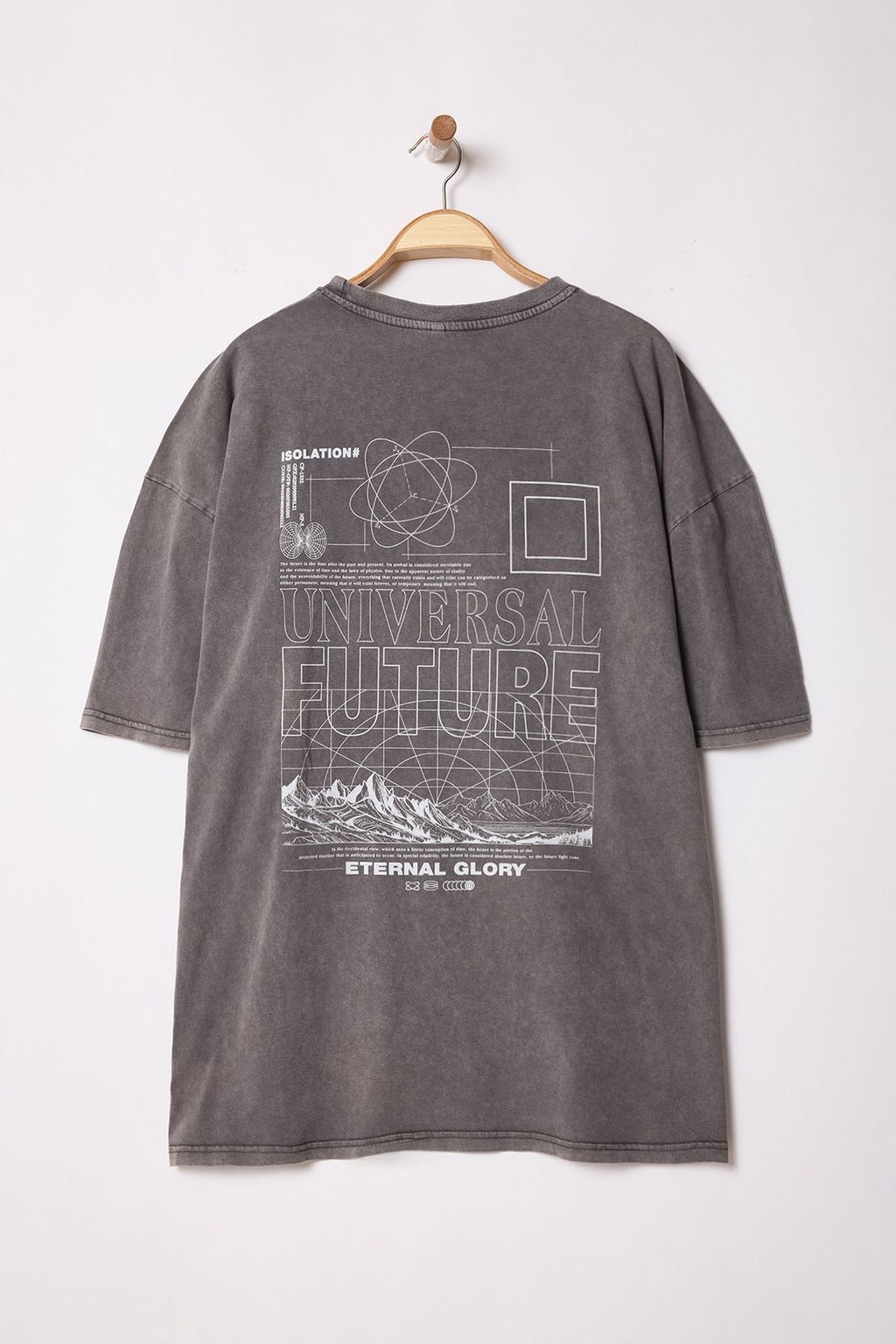 TRENDYOL MAN Buyuk Beden Antrasit Oversize/Genis Kesim Soluk Efektli Bask?l? %100 Pamuk T-Shirt TMNSS25BF00015 - Trendyolmilla фото 2